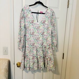 Miami Floral Kids Dress with Pink and Green Hues